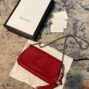 Gucci Red Crossbody Bag with Iconic Logo